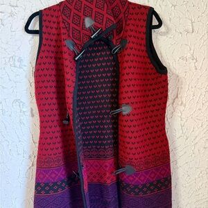 Icelandic Design Women's Cottagecore Red and Purple Vest